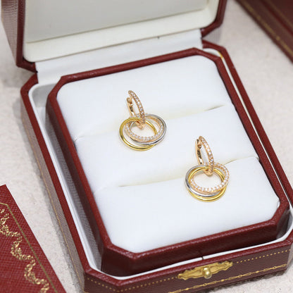 [Luna Brilliance] TRINITY HALF DIAMOND  EARRINGS