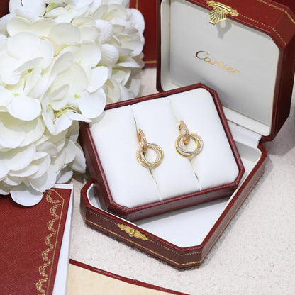 [Luna Brilliance] TRINITY HALF DIAMOND  EARRINGS