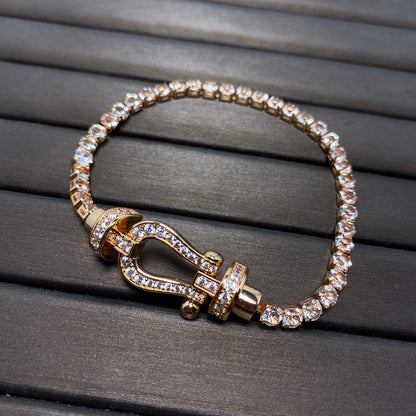 [Luna Brilliance]FORCE  LARGE HORSESHOE FULL DIAMOND TENNIS BRACELET