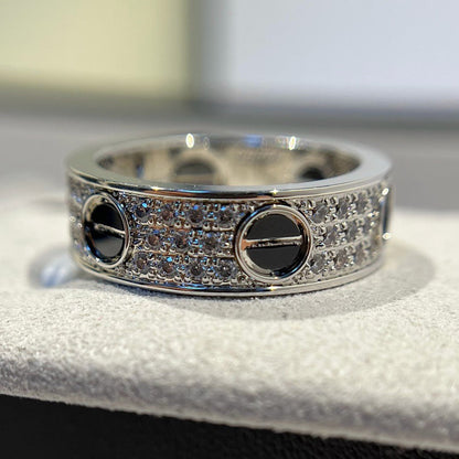 [Luna Brilliance] LOVE RING 5.5MM DIAMONDS PAVED CERAMIC