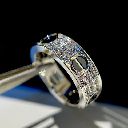 [Luna Brilliance] LOVE RING 5.5MM DIAMONDS PAVED CERAMIC
