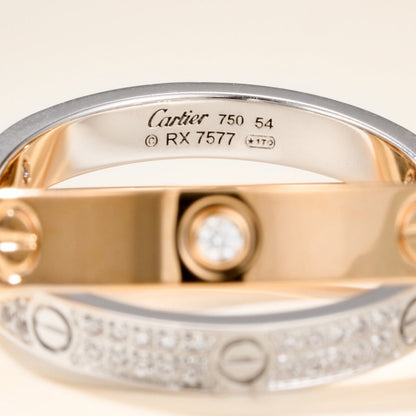 [Luna Brilliance] LOVE PINK GOLD SILVER DIAMOND DOUBLE RING