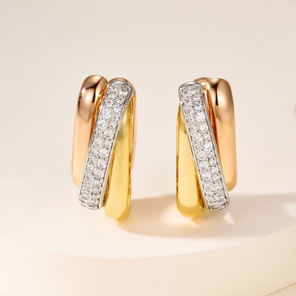 [Luna Brilliance] TRINITY HALF DIAMOND  CUSHION EARRINGS