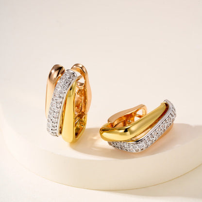 [Luna Brilliance] TRINITY HALF DIAMOND  CUSHION EARRINGS