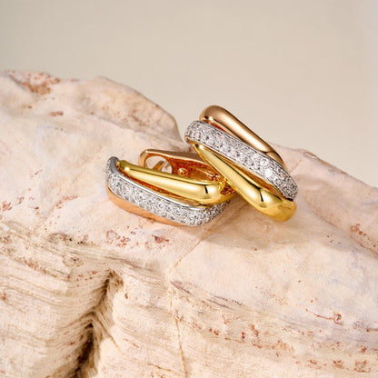 [Luna Brilliance] TRINITY HALF DIAMOND  CUSHION EARRINGS