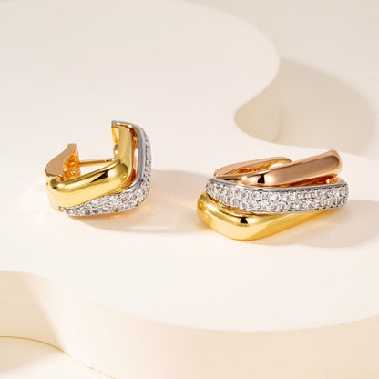 [Luna Brilliance] TRINITY HALF DIAMOND  CUSHION EARRINGS