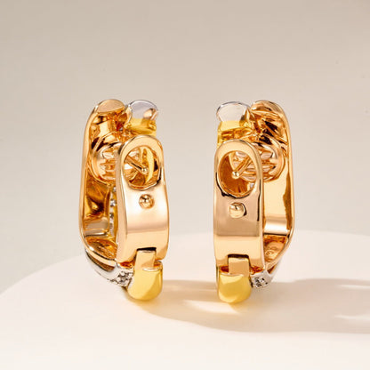 [Luna Brilliance] TRINITY HALF DIAMOND  CUSHION EARRINGS