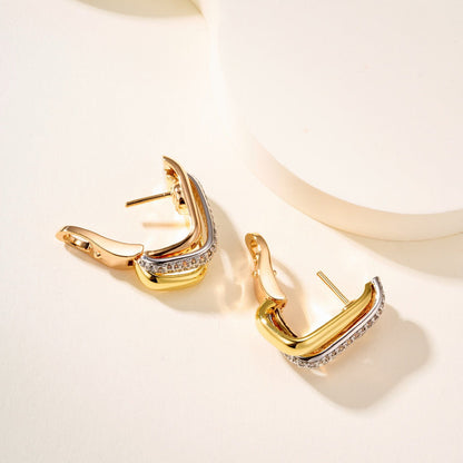 [Luna Brilliance] TRINITY HALF DIAMOND  CUSHION EARRINGS