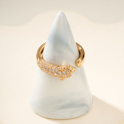 [Luna Brilliance] PANTHERE HALF DIAMOND SMALL RING