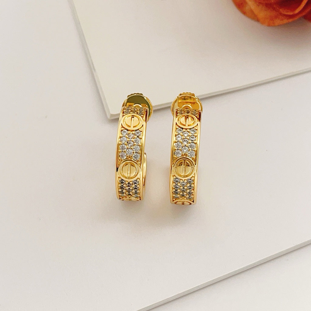 [Luna Brilliance] LOVE 5.5MM DIAMOND PAVED EARRINGS