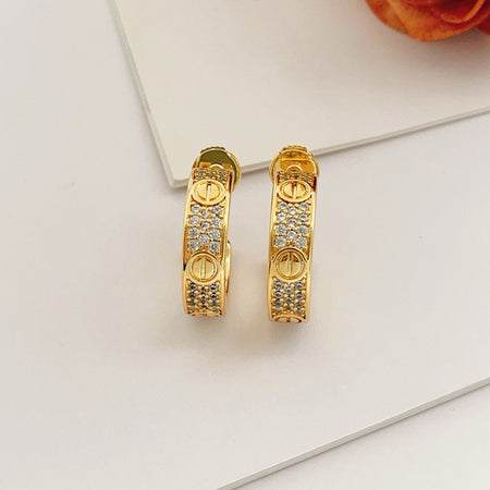 [Luna Brilliance] LOVE 5.5MM DIAMOND PAVED EARRINGS