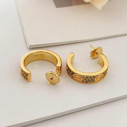 [Luna Brilliance] LOVE 5.5MM DIAMOND PAVED EARRINGS
