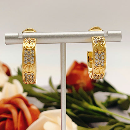[Luna Brilliance] LOVE 5.5MM DIAMOND PAVED EARRINGS