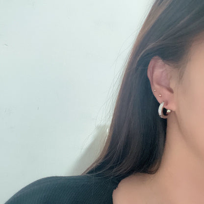 [Luna Brilliance] LOVE 5.5MM DIAMOND PAVED EARRINGS