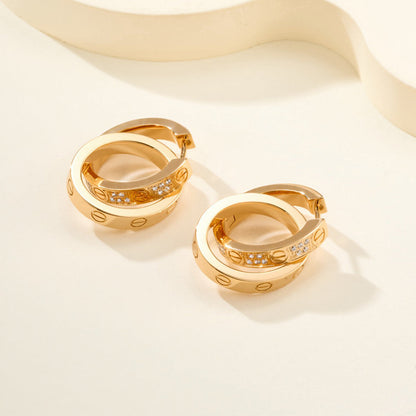 [Luna Brilliance] LOVE 3.3MM DANGLE HALF DIAMOND EARRINGS