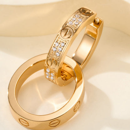 [Luna Brilliance] LOVE 3.3MM DANGLE HALF DIAMOND EARRINGS