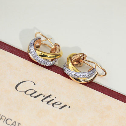 [Luna Brilliance] TRINITY HALF DIAMOND  CLASSIC EARRINGS