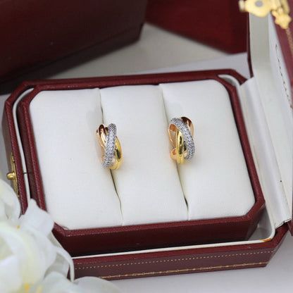 [Luna Brilliance] TRINITY HALF DIAMOND  CLASSIC EARRINGS