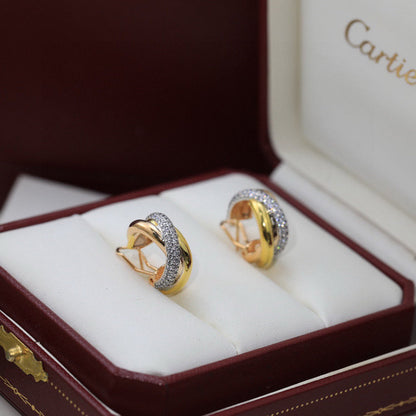 [Luna Brilliance] TRINITY HALF DIAMOND  CLASSIC EARRINGS