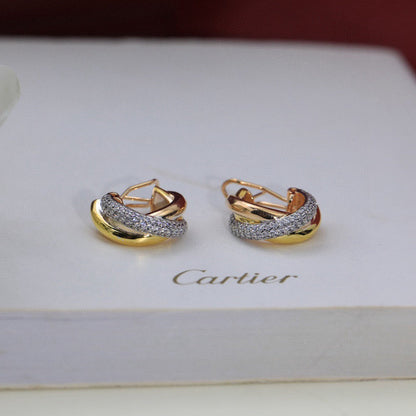 [Luna Brilliance] TRINITY HALF DIAMOND  CLASSIC EARRINGS