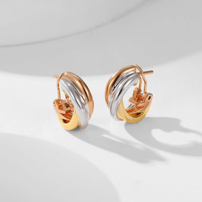 [Luna Brilliance] TRINITY ON DIAMOND CLASSIC EARRINGS