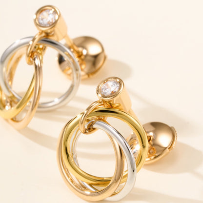 [Luna Brilliance] TRINITY ON DIAMOND  EARRINGS
