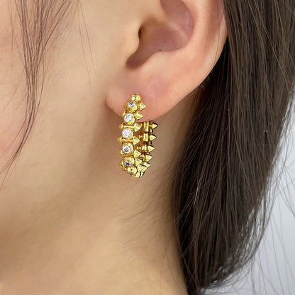 [Luna Brilliance] CLASH FULL DIAMOND MEDIUM EARRINGS