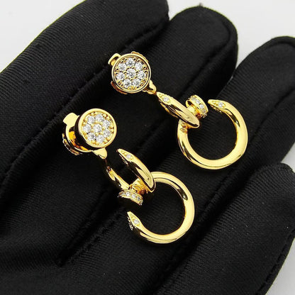 [Luna Brilliance] JUSTE HALF DIAMOND DOUBLE EARRINGS