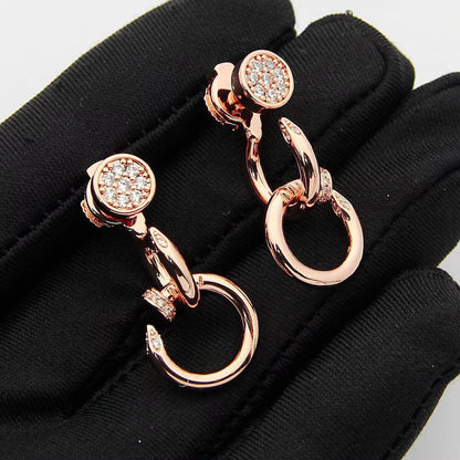[Luna Brilliance] JUSTE HALF DIAMOND DOUBLE EARRINGS