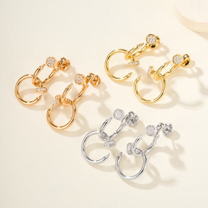 [Luna Brilliance] JUSTE HALF DIAMOND DOUBLE EARRINGS