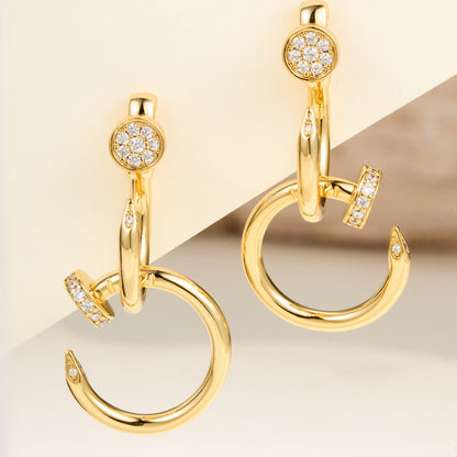 [Luna Brilliance] JUSTE HALF DIAMOND DOUBLE EARRINGS