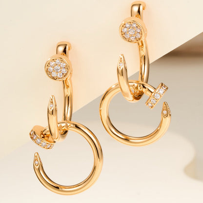 [Luna Brilliance] JUSTE HALF DIAMOND DOUBLE EARRINGS