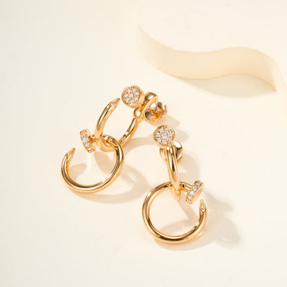 [Luna Brilliance] JUSTE HALF DIAMOND DOUBLE EARRINGS