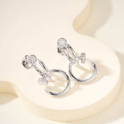 [Luna Brilliance] JUSTE HALF DIAMOND DOUBLE EARRINGS