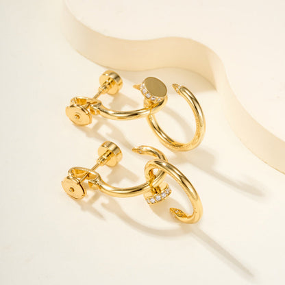 [Luna Brilliance] JUSTE HALF DIAMOND DOUBLE EARRINGS