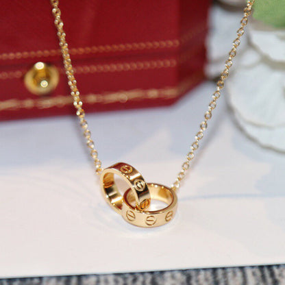 [Luna Brilliance] LOVE DOUBLE RING NECKLACE
