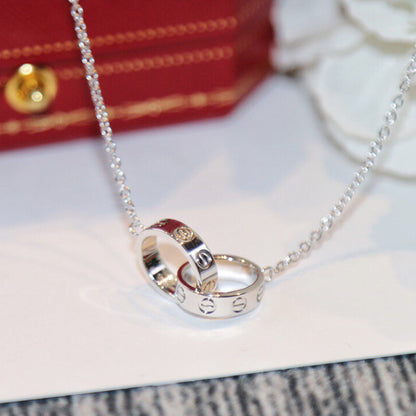 [Luna Brilliance] LOVE DOUBLE RING NECKLACE