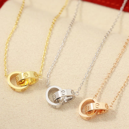 [Luna Brilliance] LOVE DOUBLE RING NECKLACE