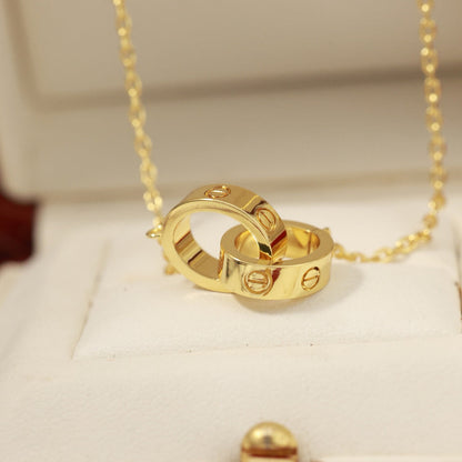 [Luna Brilliance] LOVE DOUBLE RING NECKLACE