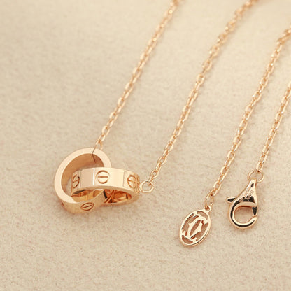[Luna Brilliance] LOVE DOUBLE RING NECKLACE