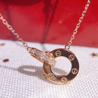 [Luna Brilliance] LOVE  FULL DIAMOND PENDANT NECKLACE