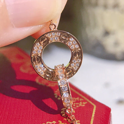 [Luna Brilliance] LOVE  FULL DIAMOND PENDANT NECKLACE