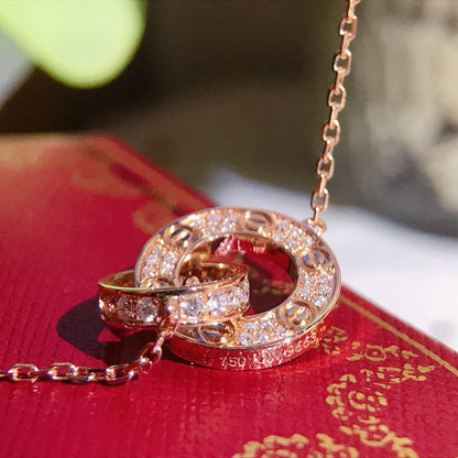 [Luna Brilliance] LOVE  FULL DIAMOND PENDANT NECKLACE