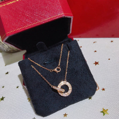 [Luna Brilliance] LOVE  FULL DIAMOND PENDANT NECKLACE