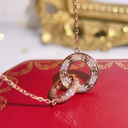 [Luna Brilliance] LOVE  FULL DIAMOND PENDANT NECKLACE