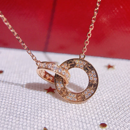 [Luna Brilliance] LOVE  FULL DIAMOND PENDANT NECKLACE