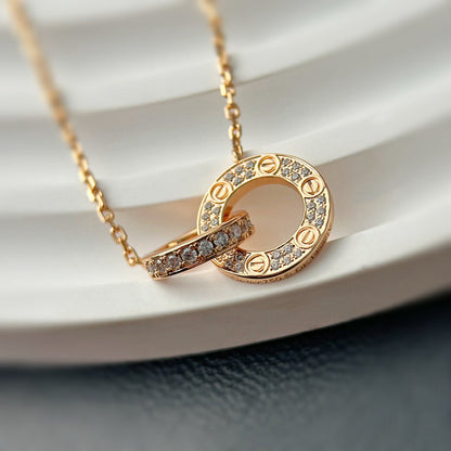 [Luna Brilliance] LOVE  FULL DIAMOND PENDANT NECKLACE