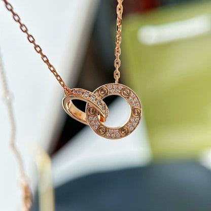 [Luna Brilliance] LOVE  FULL DIAMOND PENDANT NECKLACE