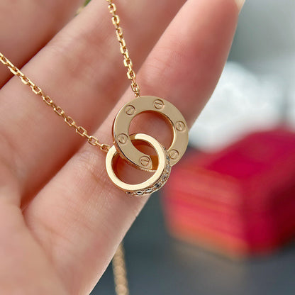 [Luna Brilliance] LOVE  FULL DIAMOND PENDANT NECKLACE