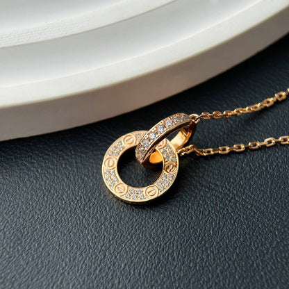 [Luna Brilliance] LOVE  FULL DIAMOND PENDANT NECKLACE